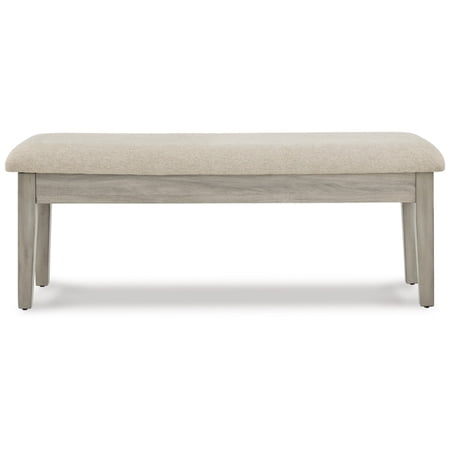 49 Inch Storage Bench Tapered Block Legs Beige Textured Fabric Seat
