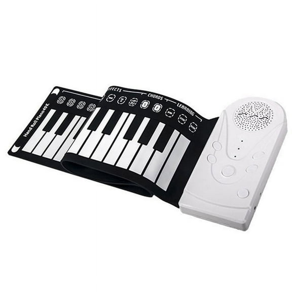 49-Key Hand-Rolled Piano with Speaker Portable Folding Children'S Piano Beginner Piano Teaching Instrument White