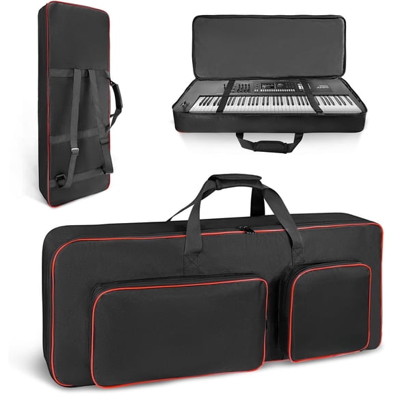 49-Key Keyboard Case, Fully Padded Electric Piano Gig Bag with 10mm , Adjustable Straps, Carry Handles & Large Accessory Pocket