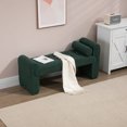 thumbnail image 1 of 49" Modern Ottoman Bench, Boucle Upholstered Tufted Bench with Padded Seat, End of Bed Bench with Armrests & Pillow, for Bedroom, Living Room, Hallway, Entryway, Space Saving, Emerald, 1 of 9