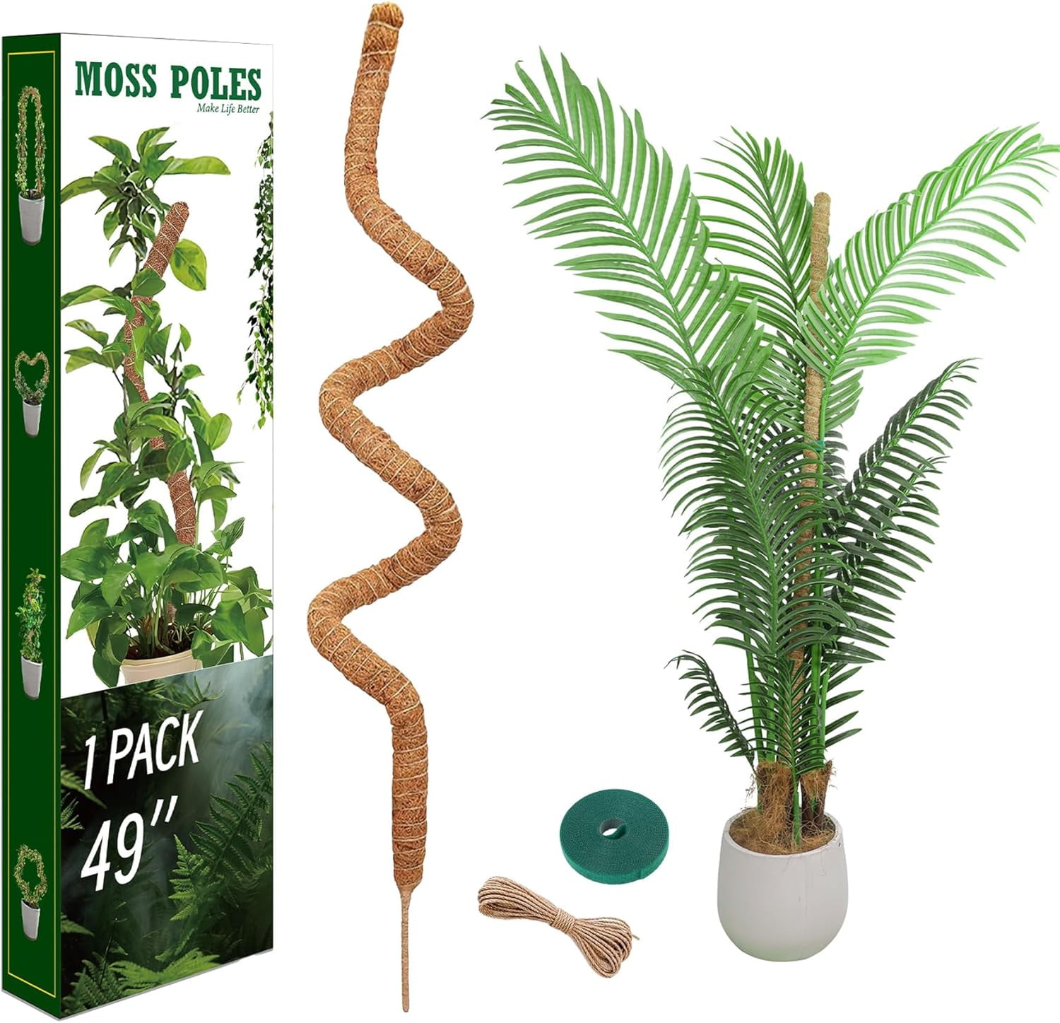 49'' Monstera Plant Support, Bendable Moss Pole for Plants Indoor ...