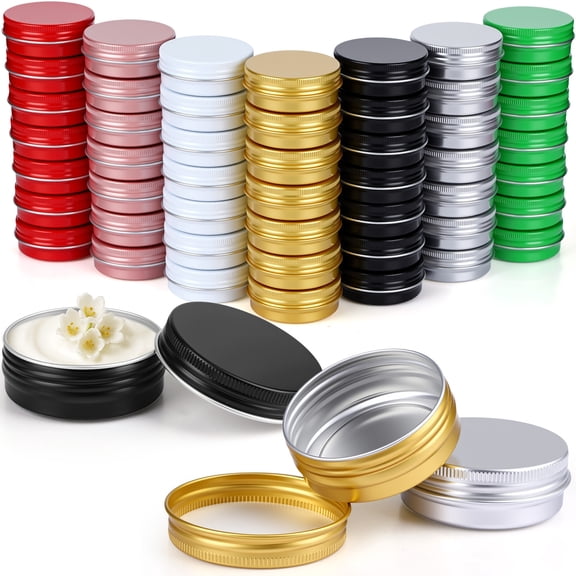 49 Pcs Refillable 1oz Metal Jars with Screw Lids, Multicolor Portable Storage Container for DIY Maker and Organizer, Compact Round Copper Jar for Travel Storage Candle Balm and Gift Packaging