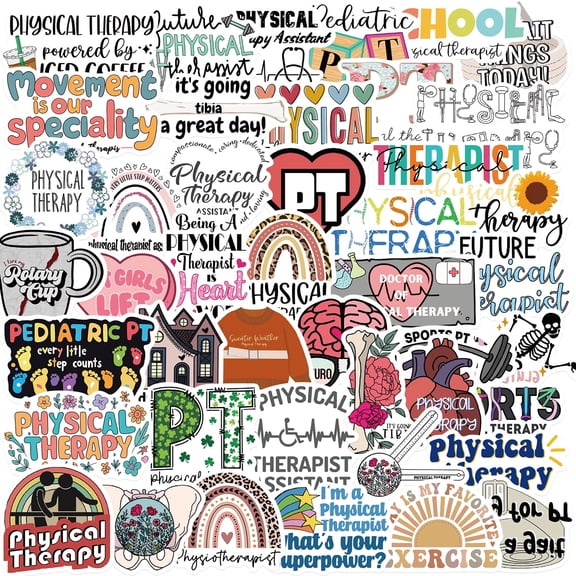 49 Physical Therapist Stickers  Waterproof Vinyl PT Decals for Water Bottles, Laptops, Notebooks, Tumblers, Planners & Healthcare Gifts