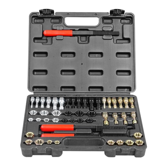 49 Piece Thread Repair Tool Set UNC UNF Metric with 22 Taps 24 Dies 3 Thread Files Storage Box Heat Treated Steel for Machinists DIY