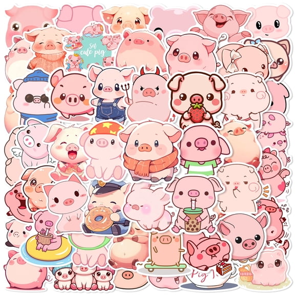 49 Pig Stickers, Cute Farm Animal Vinyl Decals for Laptop, Water Bottle, Phone, Journal, Notebook, Scrapbook, Animal Sticker Pack by STICKLUV