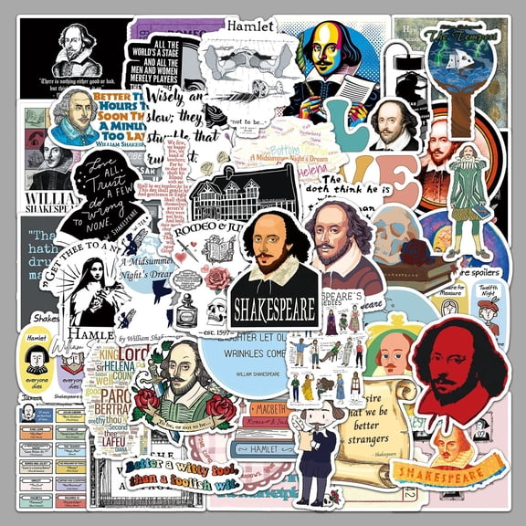 49 Shakespeare Stickers, William Shakespeare Vinyl Sticker Pack for Water Bottles, Laptops, Journals, Scrapbooking, Notebooks, English Teachers, Literature Lovers