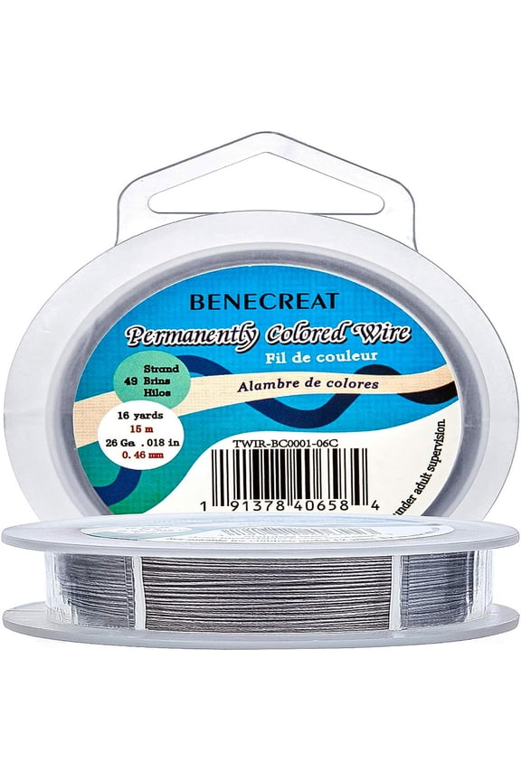 49 Strands Bead String Wire (0.017 inch/0.46mm 49FT) Nylon Coated Stainless Steel Beading Wire for Necklace Bracelet Making GrayDIY