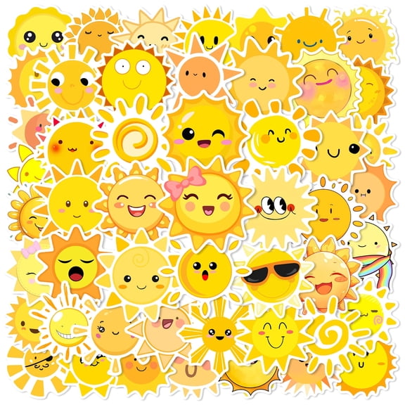 49 Sun Stickers, Sunshine Vinyl Decals for Laptop, Water Bottle, Phone, Journal, Notebook, Planner, Summer Sticker Pack by STICKLUV