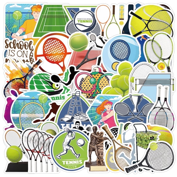 49 Tennis Stickers, Sport Vinyl Decals for Laptop, Water Bottle, Phone, Journal, Scrapbook, Racquet, Locker, Athlete Sticker Pack by STICKLUV