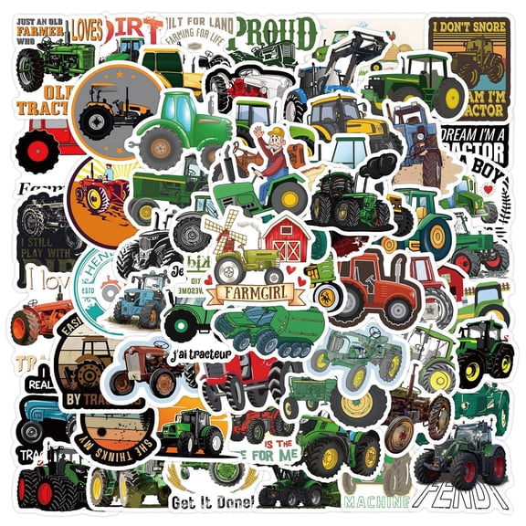 49 Tractor Stickers, Farm Vehicle Vinyl Decals for Laptop, Water Bottle, Phone, Journal, Notebook, Barn, Country Sticker Pack by STICKLUV