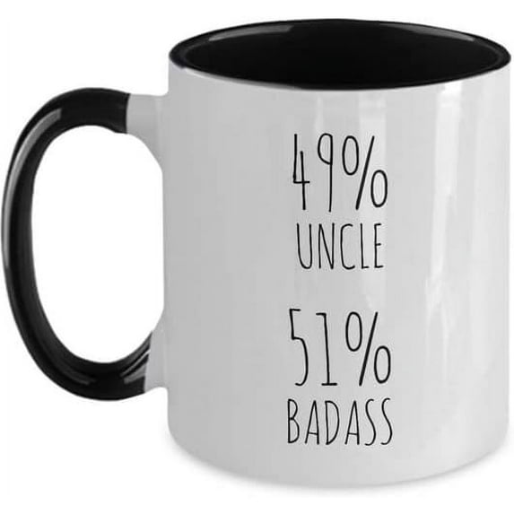 49% Uncle 51% Badass Two Tone Mug Coffee Cup Funny Gift
