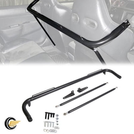 49" Universal Iron Racing Safety Seat Belt Chassis Roll Harness Bar Rod Black Compatible with Ford Honda Mitsubishi and more, Works with All 4-Point, 5-Point and 6-Point Seat Belts