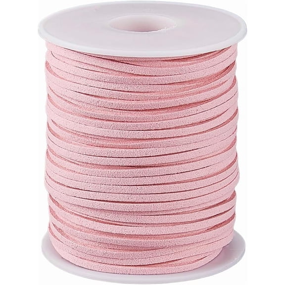 49 Yards/45M Pink Suede Cord 3mm Suede Cording Hot Pink Flat Thin Imitation Leather Rope Beading Ribbon String for Jewelry Making Bracelets Necklaces Pursue Handbag DIY Accessories
