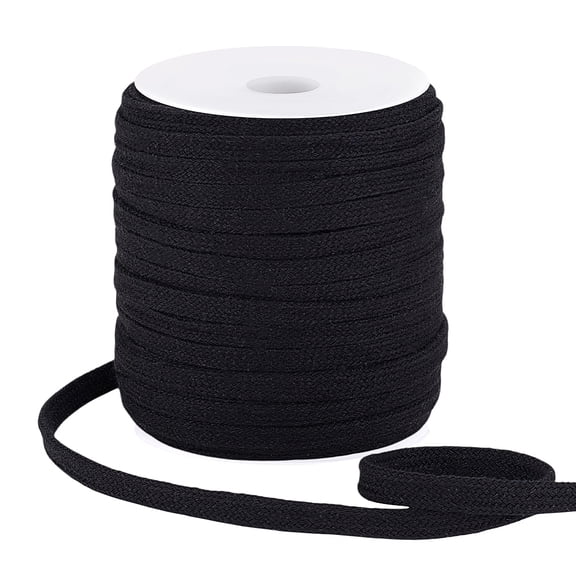 49 Yards Flat Drawstring Cord 3/8 Inch Black Piping Cords Replacement Cotton Cord Rope Cording Macrame Rope Corset Strings DIY