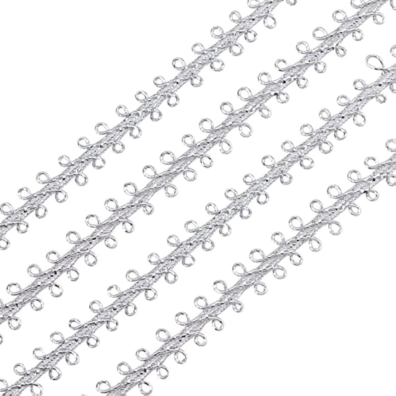 49 Yards Metallic Braid Lace Trim Handmade Silver Circle Metallic Trim Crafts Silver Decorative Trim with Card