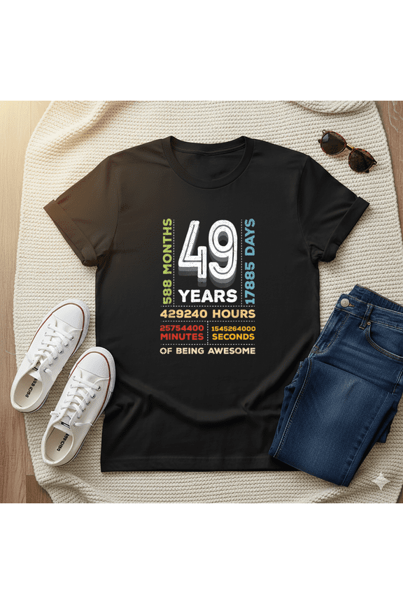 49 Years Of Being Awesome Funny 49th Birthday Milestone Gift Unisex T-Shirt, up to Size 5XL