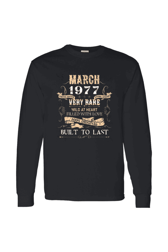 49 Years Old 49Th Birthday Legend Vintage March 1977 Bday Long Sleeve Shirt