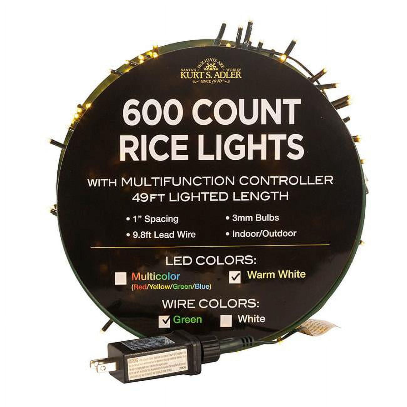 49 ft. 600Light LED Rice Light Set, Warm White
