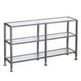 thumbnail image 1 of 49 in. Glass Distressed Floor Shelf Console Table with Storage, Clear & Silver, 1 of 1