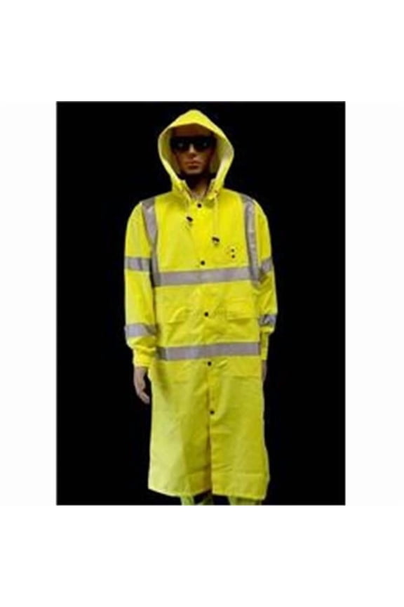 49 in. Lime & Ansi Class 3 - Raincoat with 3M Reflective Crossing Guard, Construction & Traffic Control