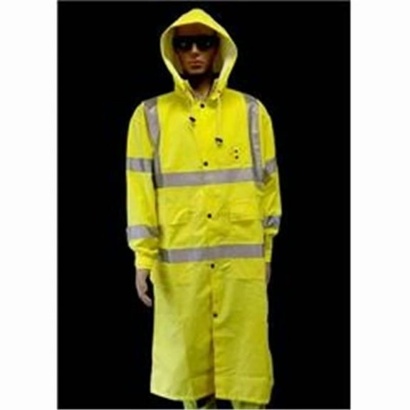 49 in. Lime & Ansi Class 3 - Raincoat with 3M Reflective Crossing Guard, Construction & Traffic Control