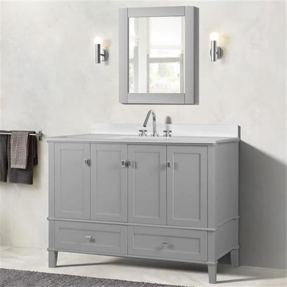 49 in. Single Vanity with Quartz Top, Light Gray