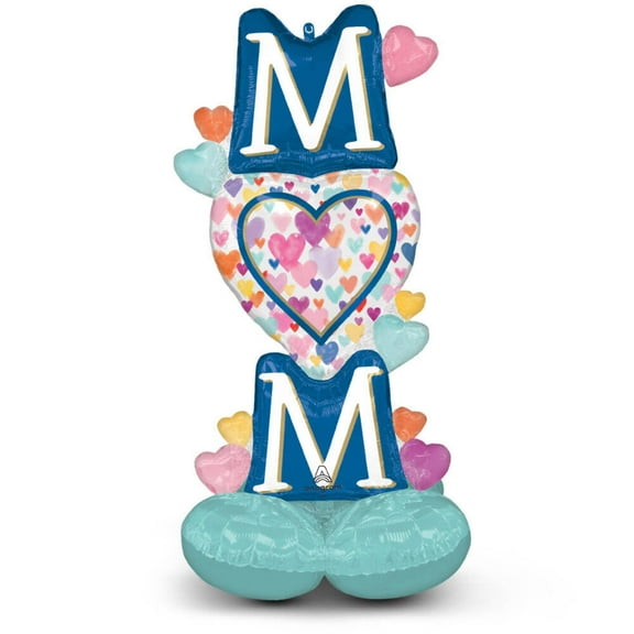49 inch Mom Sprinkled Hearts Airloonz Anagram Foil Mylar Balloon - Party Supplies Decorations