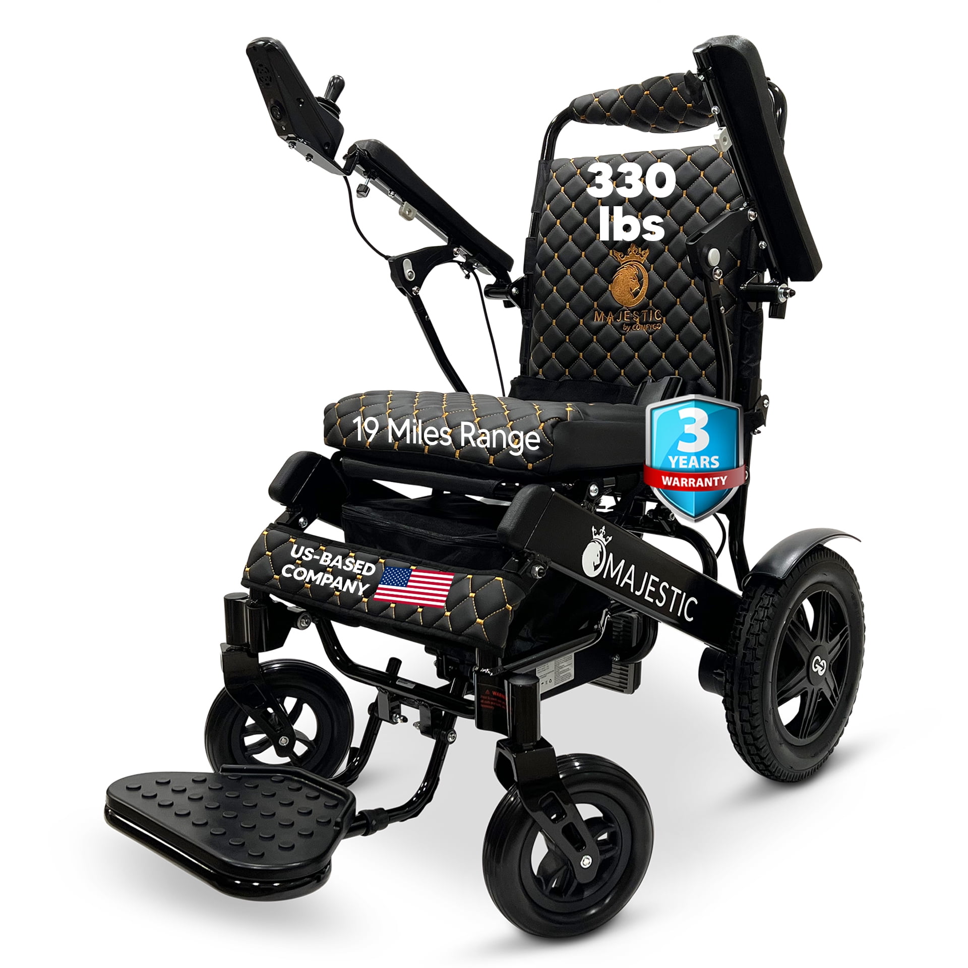 Only 49 lbs Electric Wheelchair, 20" Seat Width, 330 lbs Capacity, 19 ...