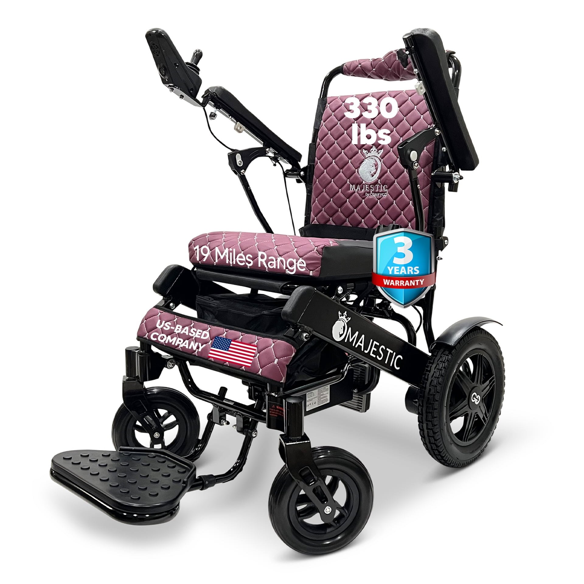 Only 49 lbs Electric Wheelchair, 20" Seat Width, 330 lbs Capacity, 19 ...