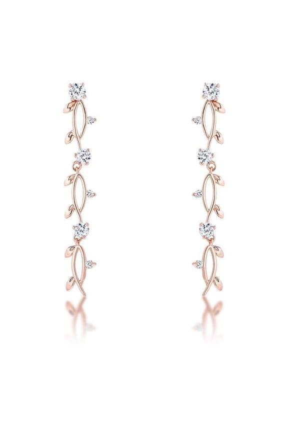 49 mm 1.1 CT Vine Design Rose Gold Plated Earrings