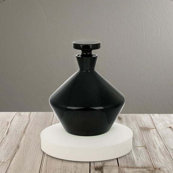 49 oz Glass Wine & Whiskey Decanter with Airtight Stopper – Contemporary Bar Bottle for Bourbon, Brandy & Juice Storage, Elegant Home Bar Display Carafe, Smooth Glass Design (Black)