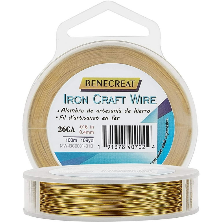 BENECREAT 490FT 28 Gauge Tarnish Resistant Golden Iron Crafting Wire for  Jewelry Beading Project, DIY Frame Arts and Crafting Making, 0.3mm 