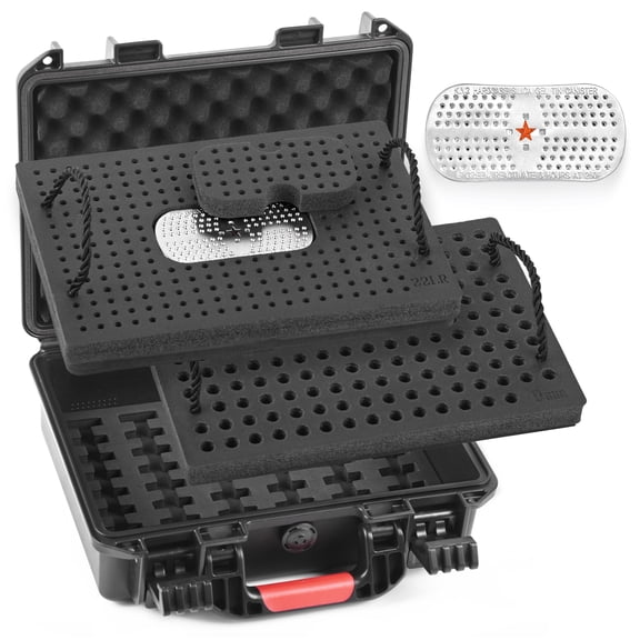 490Rounds 9mm & 22LR Ammo Storage Case with Desiccant - Waterproof, Drop-Resistant Ammo Case, Lockable Bullet Case for Safe Ammo Storage Box & Transport