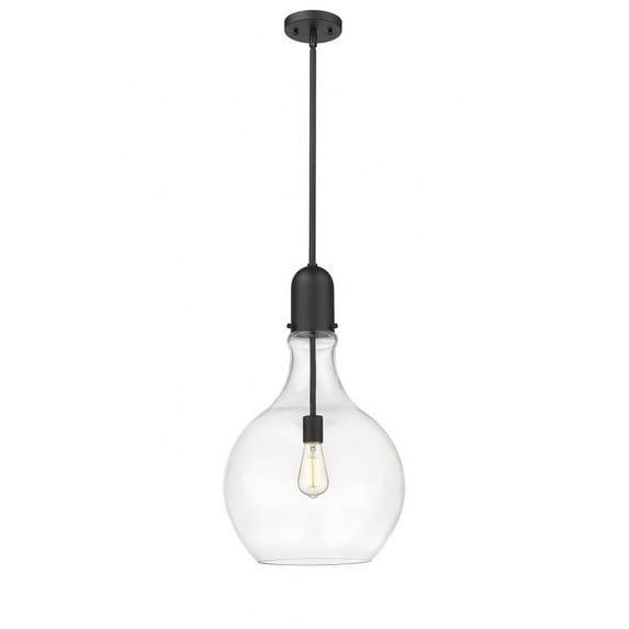 492-1S-BK-G582-14-LED-Innovations Lighting-Amherst - 1 Light Pendant In Industrial Style-22.75 Inches Tall and 13.75 Inches Wide Matte Black Clear