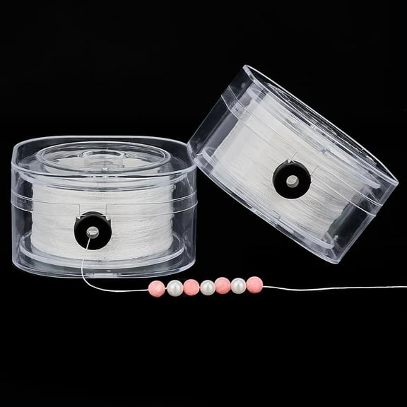 492 Yards Beading Thread 0.2mm White Bracelet String Sewing Cord Beading String for Seed Beads Pearls Bracelet Necklace Jewelry Making Bead Weaving Sewing Crafting 2 Rolls