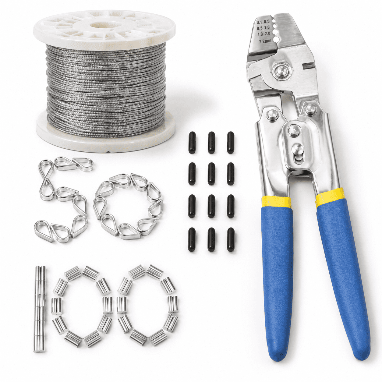Sprey Wire Rope 492FT 1/16 Inch 304 Stainless Steel 7x7 Strand Wire Rope with Crimping ...