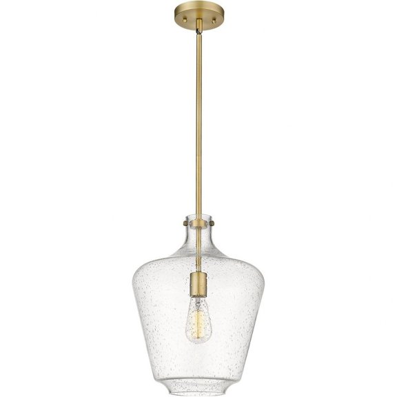 493-1S-BB-G504-12-LED-Innovations Lighting-Lowell - 1 Light Mini Pendant In Industrial Style-16.25 Inches Tall and 12 Inches Wide Brushed Brass Seedy