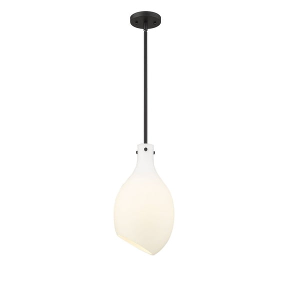 493-1S-BK-G551-9-LED-Innovations Lighting-Salem - 1 Light Mini Pendant In Industrial Style-16 Inches Tall and 8.5 Inches Wide Matte Black Matte White