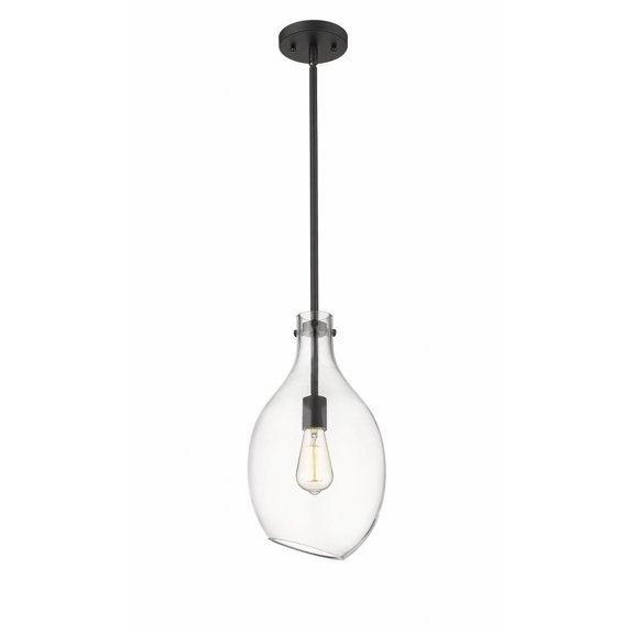 493-1S-BK-G552-9-LED-Innovations Lighting-Salem - 1 Light Mini Pendant In Industrial Style-16 Inches Tall and 8.5 Inches Wide Matte Black Clear