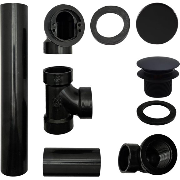 493144H-62 Matte Black Bath Waste & Overflow Assembly with Tip-Toe Plug for 12 Inch Tub