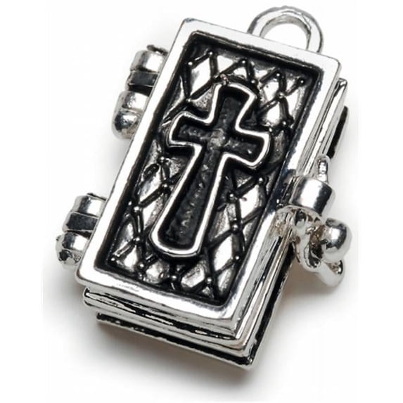 493786 Prayer Box Metal Charm 1-Pkg-Antique Silver Bible