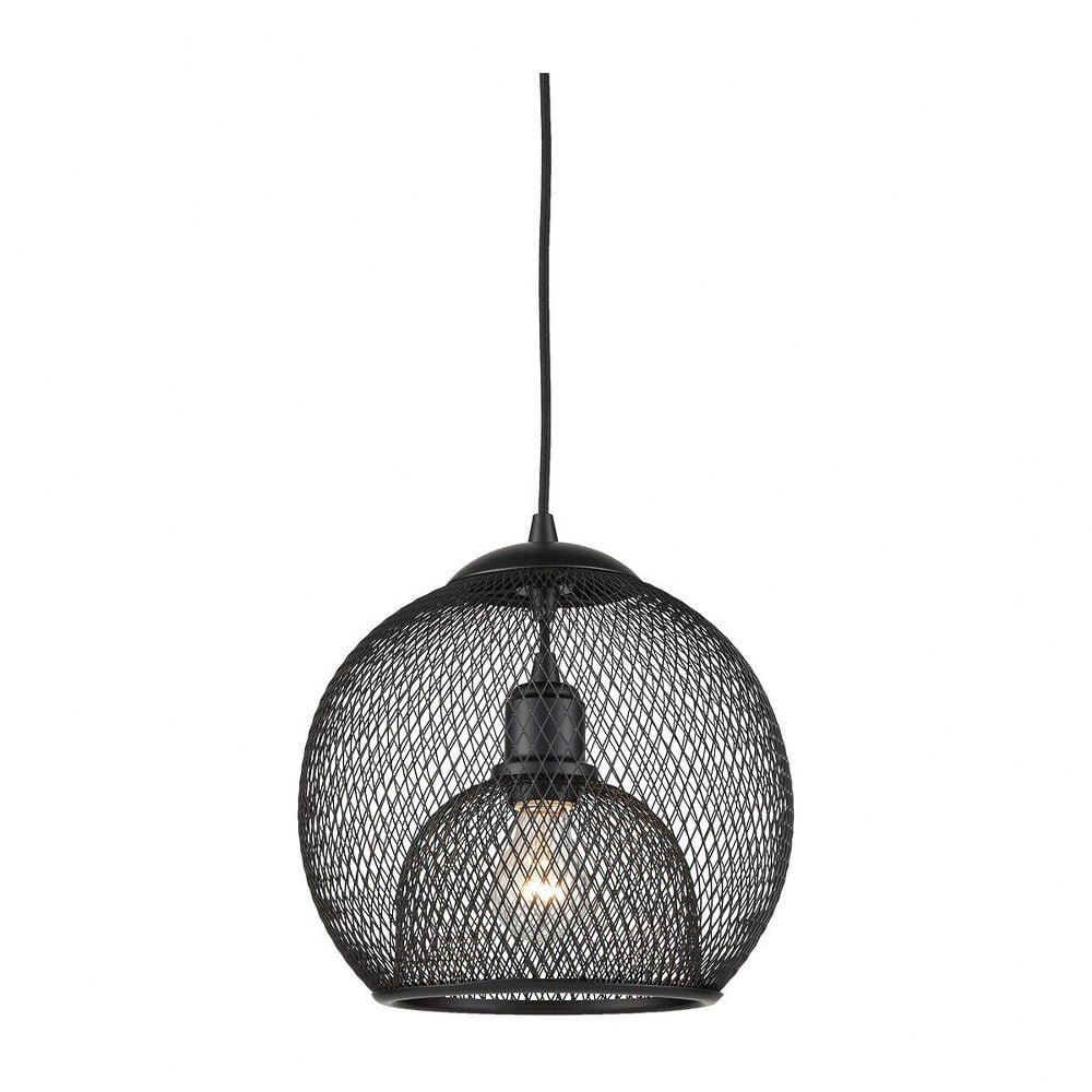 Sleek Black Aluminum Globe Pendant Light with Mesh Shade