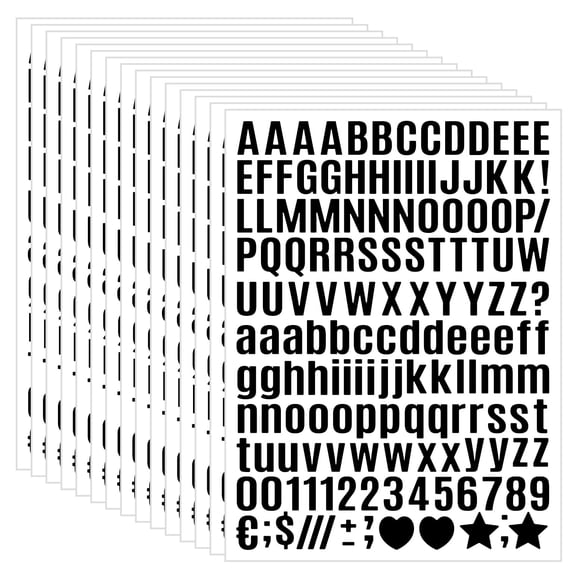 4650 Pcs 1/2 Inch (0.5") Self-Adhesive Vinyl Letter Sticker, Alphabet Numbers, Black