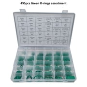 495Pcs Green Rubber O Rings Gasket Assortment Set 36 Sizes Nitrile Rubber Washer Oil Resistant Sealing O Rings Enduring
