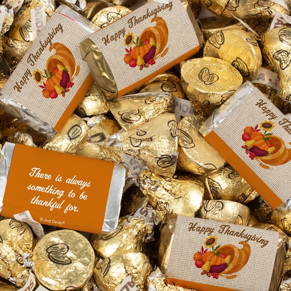 496 Thanksgiving Cornucopia Assorted Miniatures & Gold Almond Kisses Chocolate Mix (6.1lb)