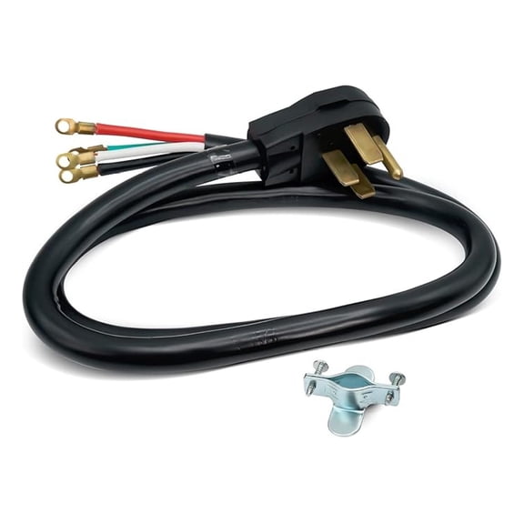 49696 4 Prong Power Cord for Electric Kitchen Range with Open End Connectors and Copper Wire - 50 Amp Power Cord for Electric Range - 60 Black