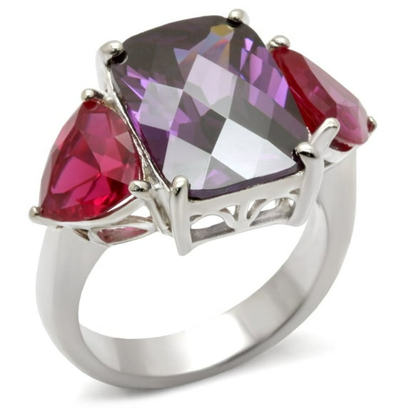 Sterling Silver Ring AAA GRD CZ Amethyst 49702 for Women Style High