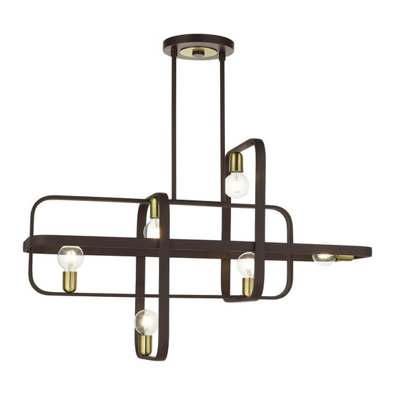 Livex Lighting - Bergamo - 6 Light Linear Chandelier in Geometric Style - 14