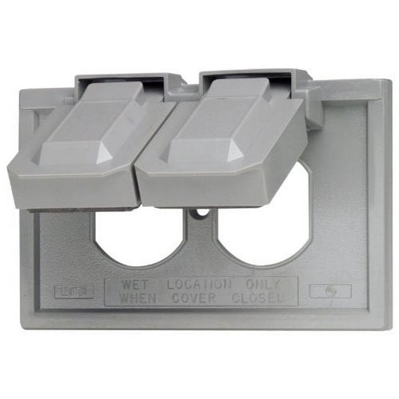 4976-GY 1-Gang Duplex Device Wallplate Cover, Weather-Resistant, Thermoplastic, Device Mount, Horizontal, Gray