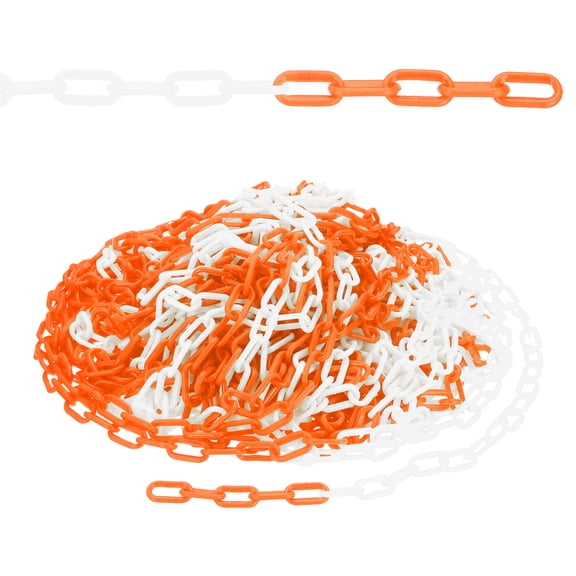 498.7ft Plastic Barrier Chain, Safety Barrier Chain Plastic Chain Links Crowd Control Barrier for Fence Gate Garden Construction Driveway Elevator Parking Lot, Orange White